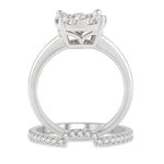 Load image into Gallery viewer, 3/8 Ctw Lovebright Round Cut Diamond Wedding Set With 1/4 Ctw Circular Engagement Ring and 1/6 Ctw U-Shape Center Wedding Band in 14K White Gold
