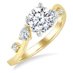 Load image into Gallery viewer, 1/4 Ctw Bypass Circular Shape Pear and Round Cut Diamond Semi-Mount Engagement Ring in 14K Yellow and White Gold