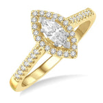Load image into Gallery viewer, 1/2 Ctw Round Cut Diamond Engagement Ring With 1/4 Ct Marquise Cut Center Stone in 14K Yellow and White Gold