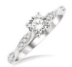 Load image into Gallery viewer, 1/6 Ctw Marquise Carved Round Cut Diamond Semi-Mount Engagement Ring in 14K White Gold