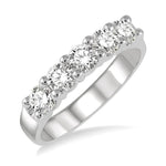Load image into Gallery viewer, 1 Ctw Round Cut Diamond 5 Stone Wedding Band in 14K White Gold