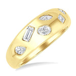 Load image into Gallery viewer, 1/2 Ctw Mixed Shape Diamond Mosaic Wide Fashion Band in 14k Yellow Gold