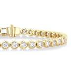 Load image into Gallery viewer, 4 1/5 Ctw East-West Bezel Set Round Cut Diamond Tennis Bracelet in 14K Yellow Gold