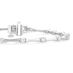 Load image into Gallery viewer, 1 Ctw Bamboo Internodes Round Cut Diamond Fashion Bracelet in 14K White Gold
