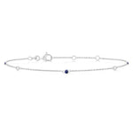 Load image into Gallery viewer, 1.75 MM Sapphire and 1/20 Ctw Round Cut Diamond Precious Station Bracelet in 14K White Gold