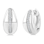 Load image into Gallery viewer, 1/6 Ctw Round Cut Diamond Bold Fashion Hoop Earrings in 10K White Gold
