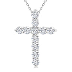 Load image into Gallery viewer, 1/3 Ctw Round Cut Diamond Cross Pendant With Chain in 14K White Gold