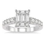 Load image into Gallery viewer, 1 Ctw Fusion Baguette and Round Cut Diamond Engagement Ring in 14K White Gold