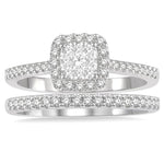 Load image into Gallery viewer, 1/2 Ctw Lovebright Diamond Wedding Set With 1/3 Ct Square Shape Engagement Ring in White and Yellow Gold and 1/5 Ct Wedding Band in White Gold in 14K