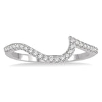 Load image into Gallery viewer, 1/6 Ctw Crescent Shape Center Round Cut Diamond Wedding Band in 14K White Gold