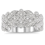 Load image into Gallery viewer, 1/2 Ctw Lattice Round Cut Diamond Fashion Band in 14K White Gold