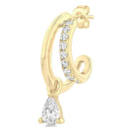 Load image into Gallery viewer, 1/3 Ctw Split Design Pear and Round Cut Diamond Half Hoop Earrings in 14K Yellow Gold