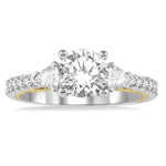 Load image into Gallery viewer, 1/2 Ctw Diamond Semi-Mount Engagement Ring in 14K White and Yellow Gold