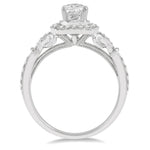 Load image into Gallery viewer, 1/3 Ctw Lattice Oval Shape Semi-Mount Round Cut Diamond Engagement Ring in 14K White Gold