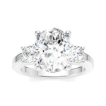 Load image into Gallery viewer, 1/2 Ctw Tri-Mount Past, Present and Future Oval Shape Center Round Cut Diamond Semi-Mount Engagement Ring in 14K White Gold