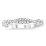 Load image into Gallery viewer, 1/4 Ctw Twisted Round Cut Diamond Wedding Band in 14K White Gold