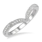 Load image into Gallery viewer, 1/6 Ctw V-Shape Center Round Cut Diamond Wedding Band in 14K White Gold