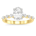 Load image into Gallery viewer, 3/8 Ctw Oval Shape Marquise & Round Cut Diamond Semi-Mount Engagement Ring in 14K Yellow and White Gold