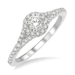 Load image into Gallery viewer, 1/3 Ctw Circular Mount Split Round Cut Diamond Semi-Mount Engagement Ring in 14K White Gold