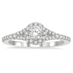 Load image into Gallery viewer, 1/3 Ctw Circular Mount Split Round Cut Diamond Semi-Mount Engagement Ring in 14K White Gold