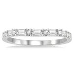 Load image into Gallery viewer, 1/3 Ctw Baguette and Round Cut Diamond Wedding Band in 14K White Gold