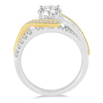 Load image into Gallery viewer, 1/2 Ctw Embraced Two Tone Semi-Mount Round Cut Diamond Engagement Ring in 14K White and Yellow Gold