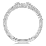 Load image into Gallery viewer, 1/5 Ctw Curved Center Foliage Engraved Round Cut Diamond Wedding Band in 14K White Gold