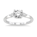 Load image into Gallery viewer, 1/5 Ctw Round Center Pear Cut Diamond Semi-Mount Engagement Ring in 14K White Gold