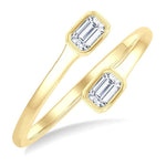 Load image into Gallery viewer, 1/5 Ctw Split Single Coil Bezel Set Octagon Cut Diamond Open Fashion Ring in 14K Yellow Gold