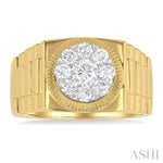Load image into Gallery viewer, 1 Ctw Flat Top Lovebright Round Cut Diamond Men's Ring in 10K Yellow and White Gold