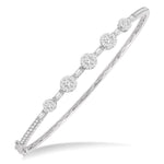 Load image into Gallery viewer, 1 1/10 Ctw Lovebright Circular Mounts Baguette & Round Cut Diamond Bangle in 14K White Gold