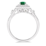 Load image into Gallery viewer, 6x4 MM Oval Shape Emerald and 1/3 Ctw Round Cut Diamond Precious Ring in 14K White Gold