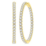 Load image into Gallery viewer, 10 Ctw Inside-Out Round Cut Diamond 1 3/4 Inch Hoop Earrings in 14K Yellow Gold