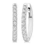 Load image into Gallery viewer, 1/2 Ctw Round Cut Diamond Hoop Earrings in 14K White gold