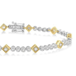 Load image into Gallery viewer, 1 1/2 Ctw Round & Diamond Mount Round Cut Diamond Bracelet in 14K White and Yellow Gold
