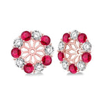 Load image into Gallery viewer, 2.3 MM Round Cut Ruby and 1/2 Ctw Round Cut Diamond Precious Earrings Jacket in 14K Rose Gold