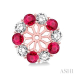 Load image into Gallery viewer, 2.3 MM Round Cut Ruby and 1/2 Ctw Round Cut Diamond Precious Earrings Jacket in 14K Rose Gold