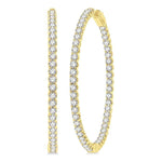 Load image into Gallery viewer, 5 Ctw Inside-Out Round Cut Diamond 1 3/4 Inch Hoop Earrings in 14K Yellow Gold