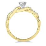 Load image into Gallery viewer, 1/5 Ctw Entwined Semi-Mount Round Center Diamond Engagement Ring in 14K Yellow and White Gold