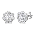 Load image into Gallery viewer, 3/4 Ctw Flower Pattern Round Cut Diamond Fashion Stud Earrings in 14K White Gold