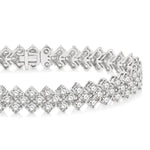 Load image into Gallery viewer, 10 Ctw Chevron Link Round Cut Diamond Tennis Bracelet in 14K White Gold