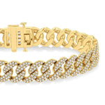 Load image into Gallery viewer, 4 Ctw Round Cut Diamond Cuban Bracelet in 14K Yellow Gold
