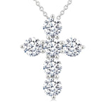 Load image into Gallery viewer, 1 1/2 Ctw Round Cut Diamond Christian Cross 6-Stone Fashion Pendant With Chain in 14K White Gold