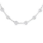 Load image into Gallery viewer, 4 Ctw Bezel Set Round Cut Diamond Station Necklace in 14K White Gold