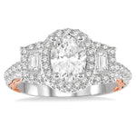 Load image into Gallery viewer, 1/2 Ctw Oval Semi-Mount Baguette & Round Cut Diamond Ring in 14K White and Rose Gold