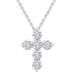 Load image into Gallery viewer, 1 Ctw Round Cut Diamond Christian Cross 6-Stone Fashion Pendant With Chain in 14K White Gold