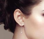 Load image into Gallery viewer, 1/3 Ctw Pear Shape Dangler Lovebright Round Cut Diamond Earring in 14K White Gold