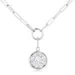Load image into Gallery viewer, 1/4 Ctw Lovebright Circular Shape Round Cut Diamond Paperclip Necklace in 14K White Gold