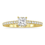 Load image into Gallery viewer, 1/5 Ctw Princess Shape Round Cut Diamond Semi-Mount Engagement Ring in 14K Yellow Gold