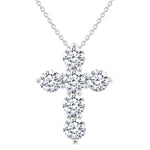 Load image into Gallery viewer, 2 Ctw Round Cut Diamond Christian Cross 6-Stone Fashion Pendant With Chain in 14K White Gold